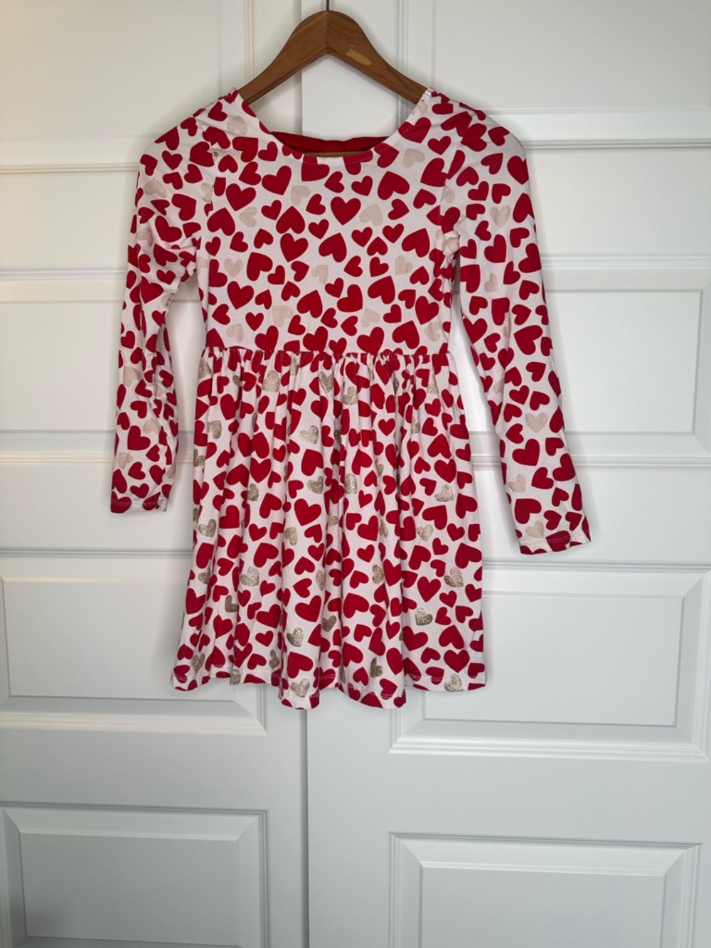 Tommy Bahama Girls Size 8 Heart Print Long Sleeve Dress Red White EUC